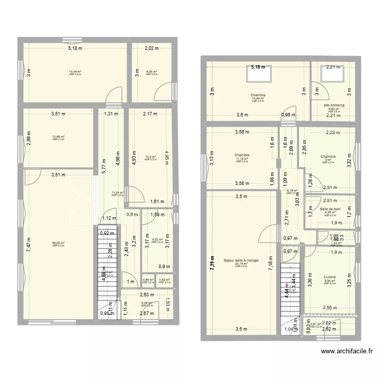 LA BIOLLE RDC new. Plan de 22  et 190 m²
