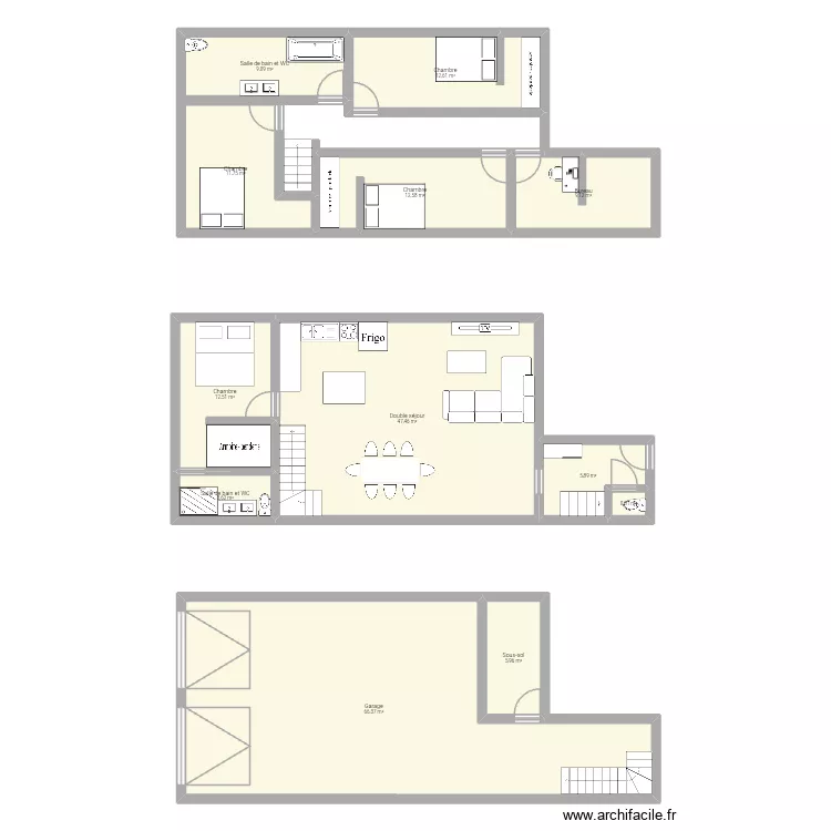 Maison. Plan de 12  et 198 m²