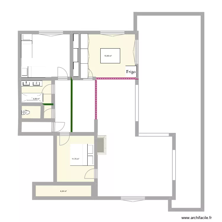 Maison saint P. Plan de 4 pièces et 39 m²