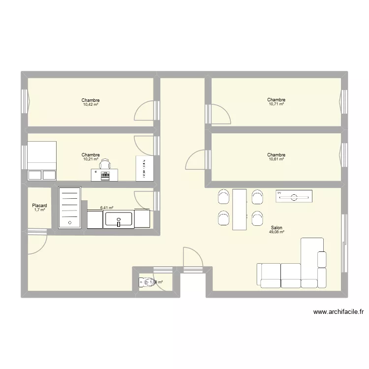 Appart dans la prairie. Plan de 8  et 100 m²