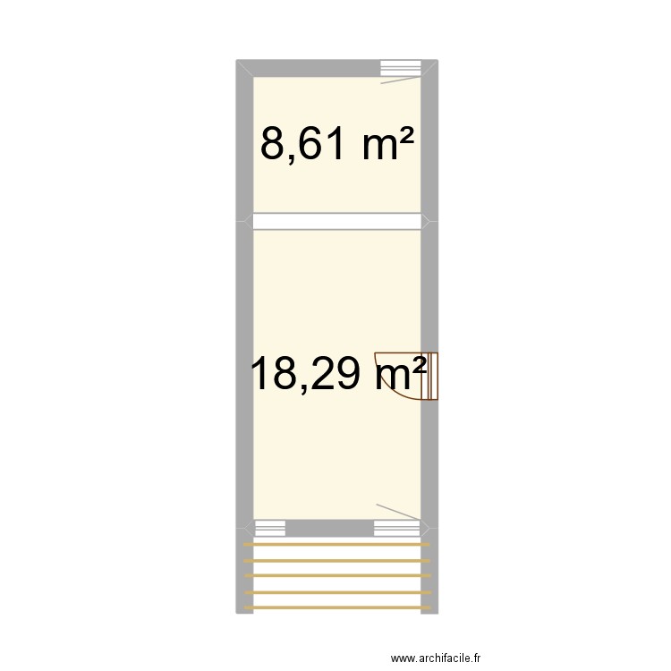 Malamousque N°: 75 Etat original. Plan de 3 pièces et 45 m2