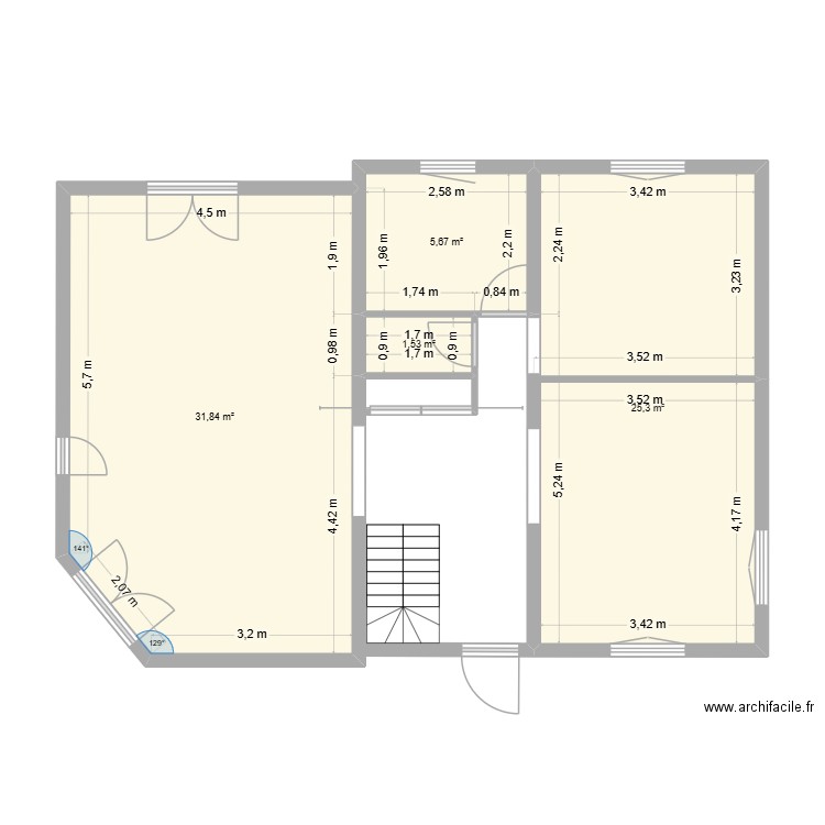 STEHLY. Plan de 4 pièces et 64 m2