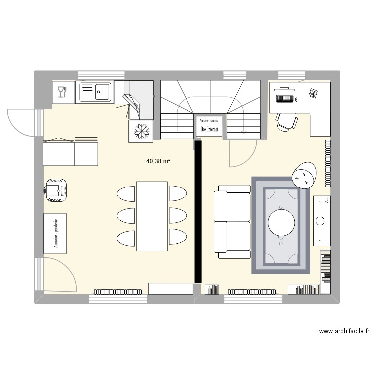 Maison de Pierre RDC projet 1. Plan de 1 pièce et 40 m2