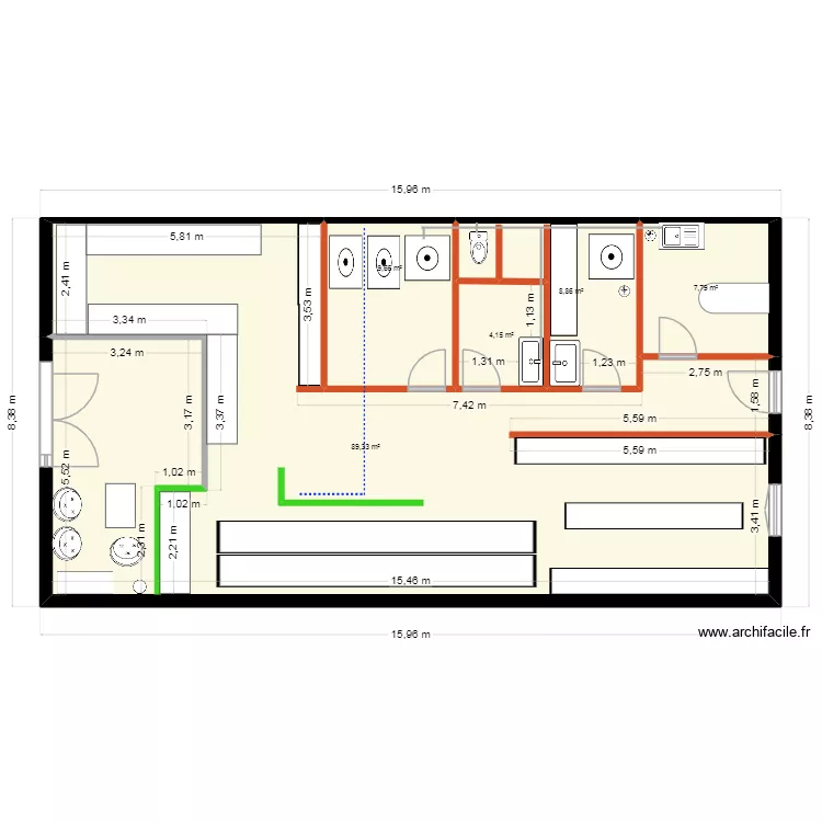 Top Pressing. Plan de 5 pièces et 120 m²