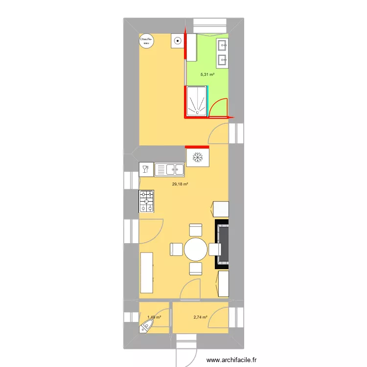 ROBILIARD projet 4. Plan de 4 Pièces et 39 m² ROBILIARD projet 4. Plan de 4 Pièces et 39 m²