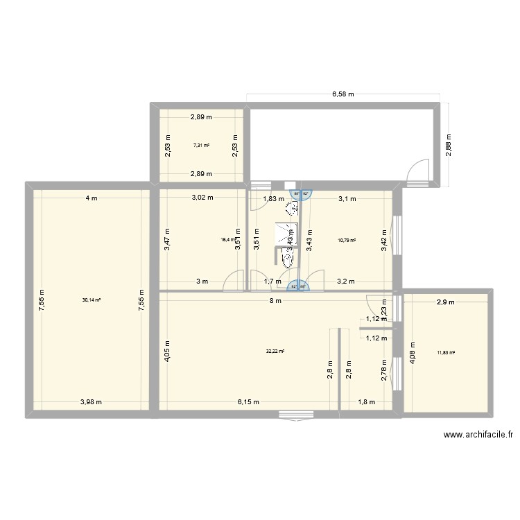 Maison Paule. Plan de 6 pièces et 109 m2