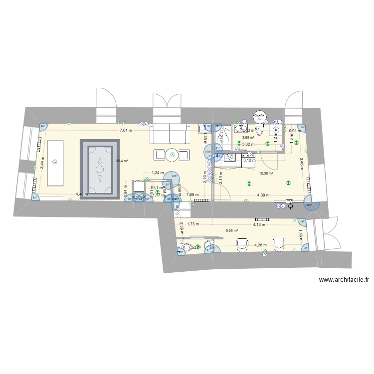 nvo cab plan elec. Plan de 5 pièces et 50 m2