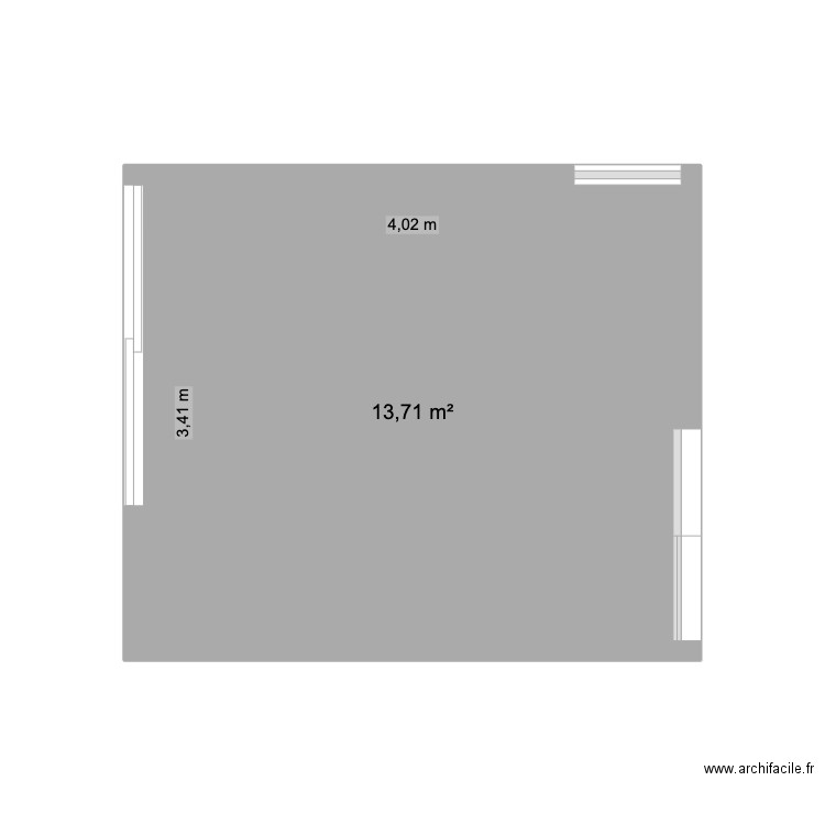 Bureau-PV. Plan de 1 pièce et 14 m2