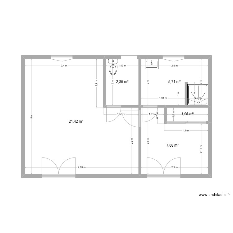 chalet chateau. Plan de 5 pièces et 38 m2