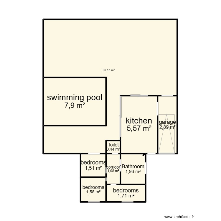 maison 3 anglais. Plan de 10 pièces et 55 m2