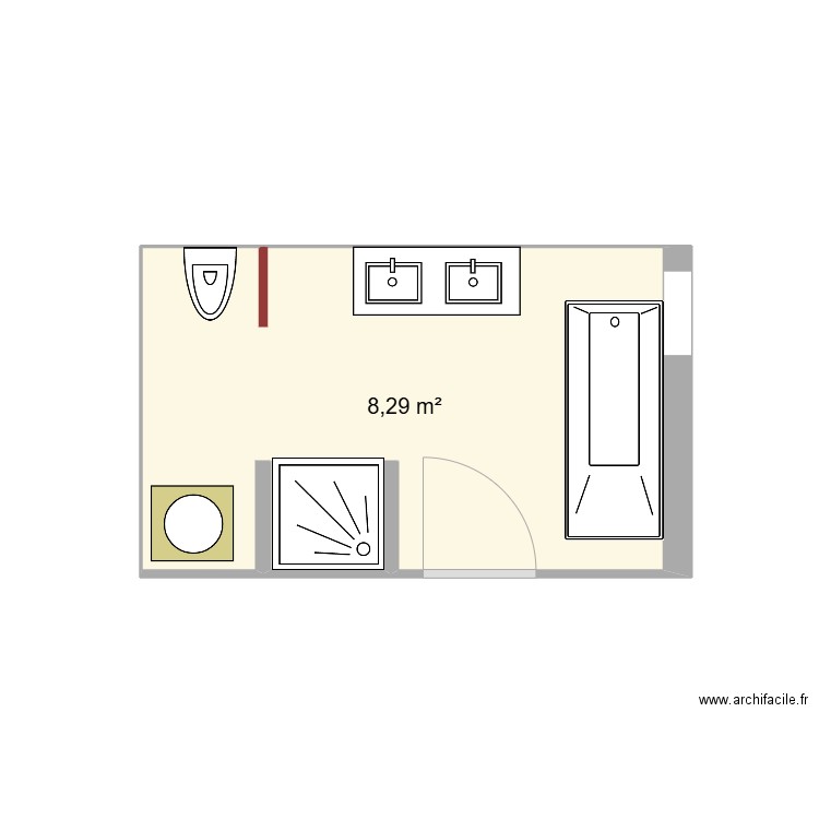 SDB1. Plan de 1 pièce et 8 m2