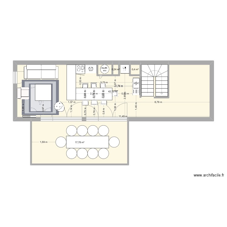 appart Montaudran 2. Plan de 4 pièces et 61 m2