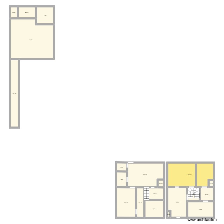 RDC23. Plan de 20 pièces et 183 m2