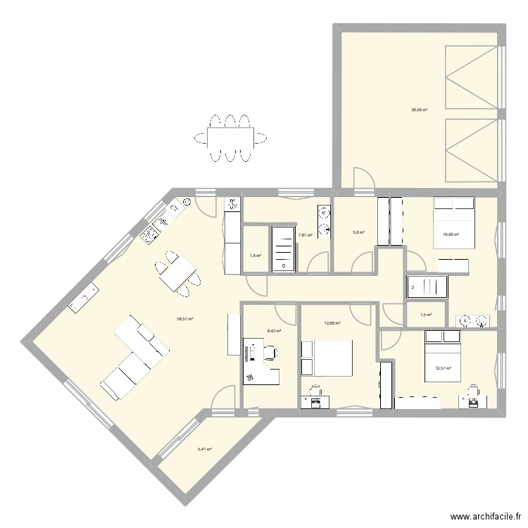 Plan 3. Plan de 11 pièces et 167 m2