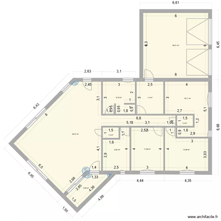 Plan 3. Plan de 11 pièces et 168 m² Plan 3. Plan de 11 pièces et 168 m²