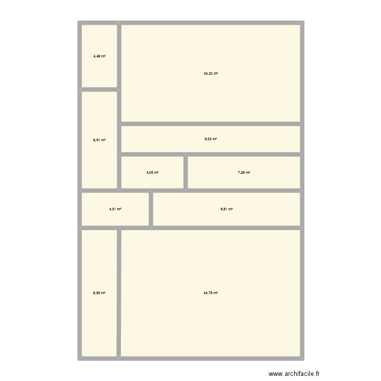double appart. Plan de 10 pièces et 135 m2