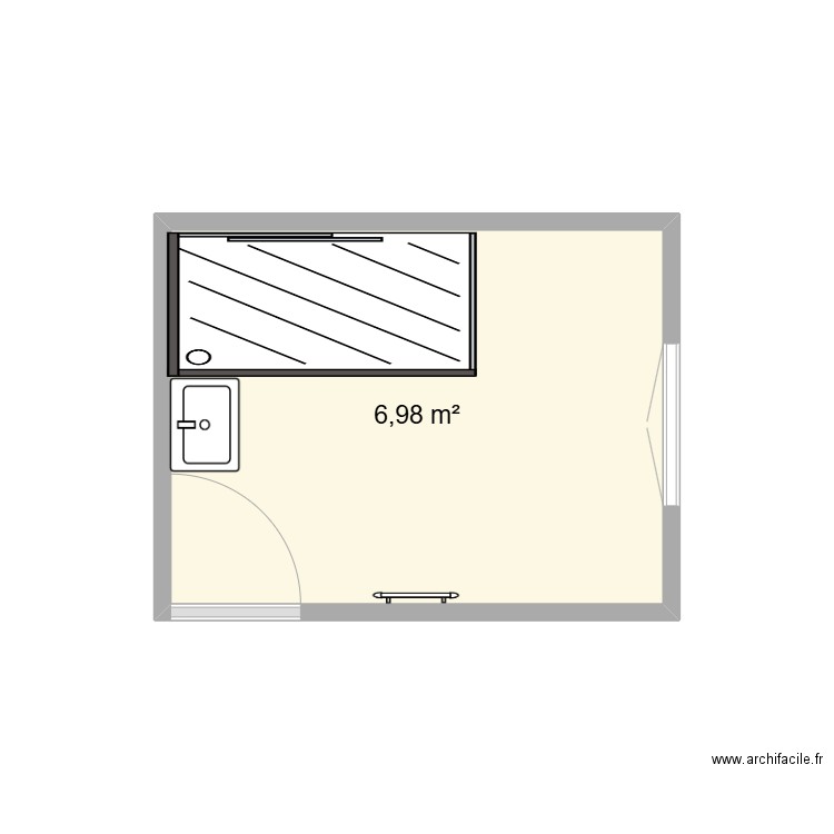 Salle de bain étage. Plan de 1 pièce et 7 m2