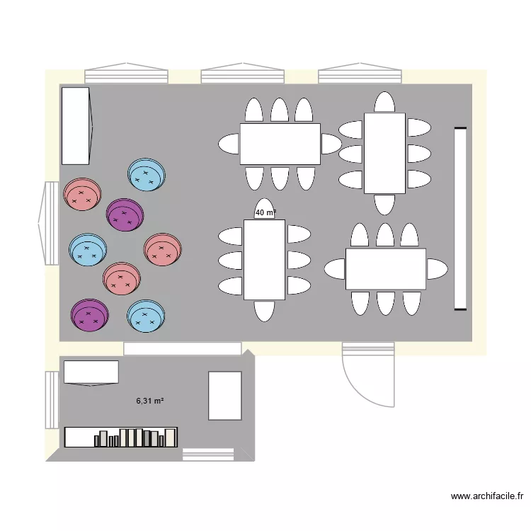 Foyer. Plan de 2 pièces et 46 m²