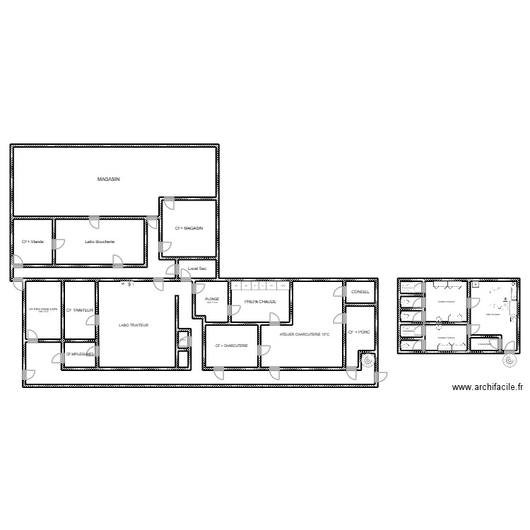 Labo Huet Migne COmplet V2. Plan de 27 pièces et 474 m2