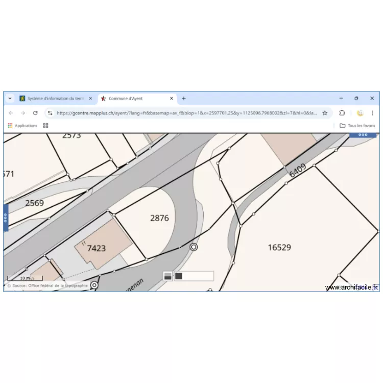 Parcelle &eacute;tat du Valais. Plan de 