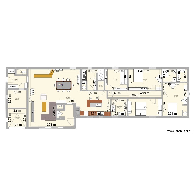 PdB 07/25. Plan de 14 pièces et 184 m2