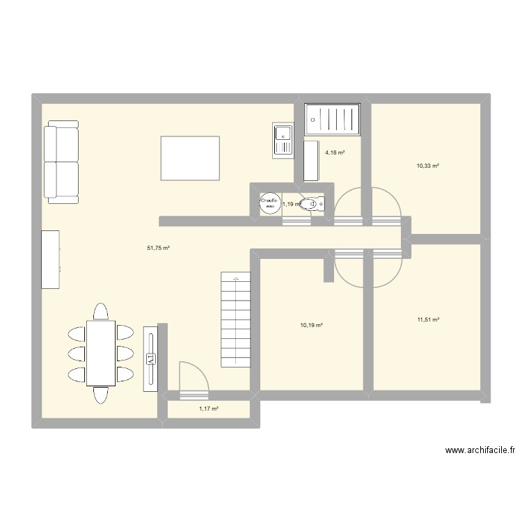 maison. Plan de 7 pièces et 90 m2