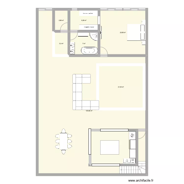 House. Plan de 7 pièces et 214 m²