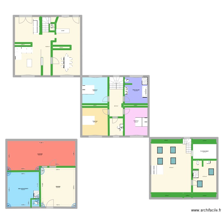ferrieres. Plan de 4 pièces et 83 m2