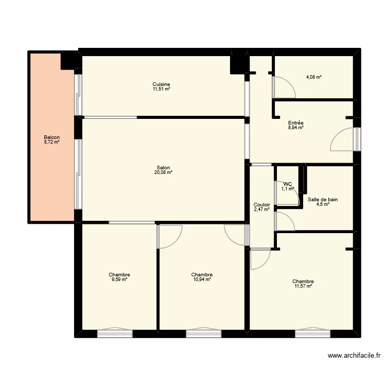 malassagne. Plan de 14  et 94 m²