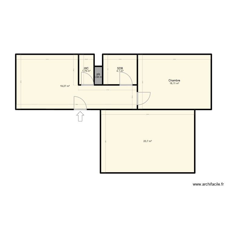 Plan appartement 2 (mesure). Plan de 0 pièce et 0 m2