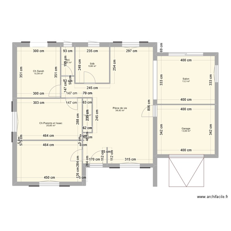 Maison Yamna et Fabien. Plan de 8 pièces et 107 m2