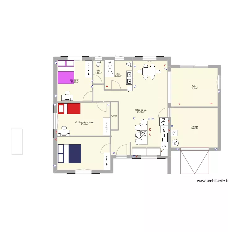 Maison Yamna et Fabien. Plan de 