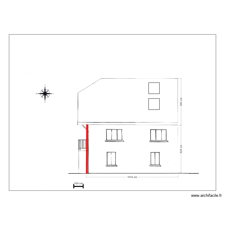 facade ouest projet. Plan de 