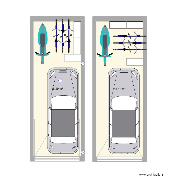 garage 1. Plan de 2 pièces et 36 m2