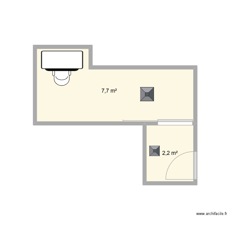 pediatrique SB. Plan de 2 pièces et 10 m2