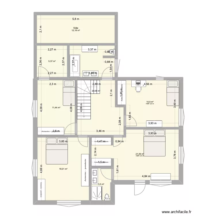 Etage 3. Plan de 8 et 107 m² Etage 3. Plan de 8 et 107 m²