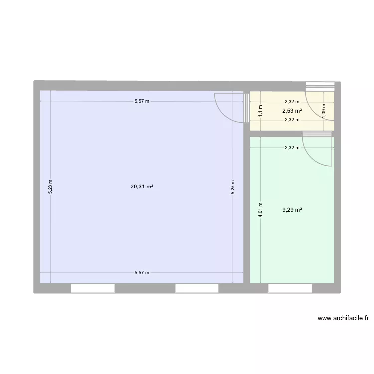 Bureau 30 Plan Modifié 2. Plan de 3 et 41 m² Bureau 30 Plan Modifié 2. Plan de 3 et 41 m²