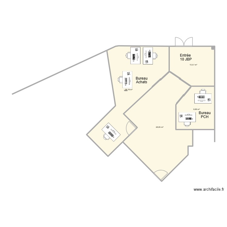 Bureau Achat 2025. Plan de 5 pièces et 76 m2