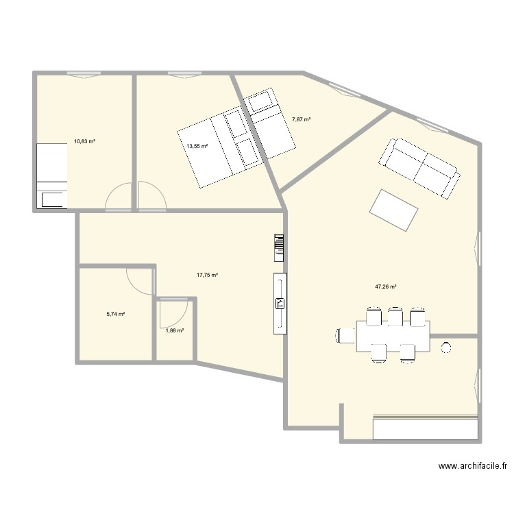 Pontoise 101m2 Transforme. Plan de 7 pièces et 105 m2