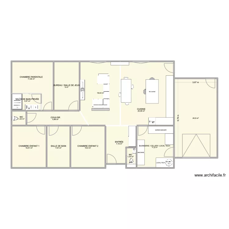 Future maison exemple 2. Plan de 14  et 147 m²