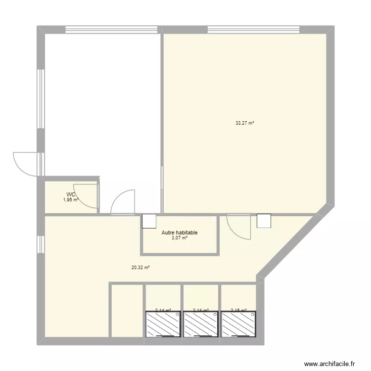 Projet Eliana. Plan de 7  et 65 m²
