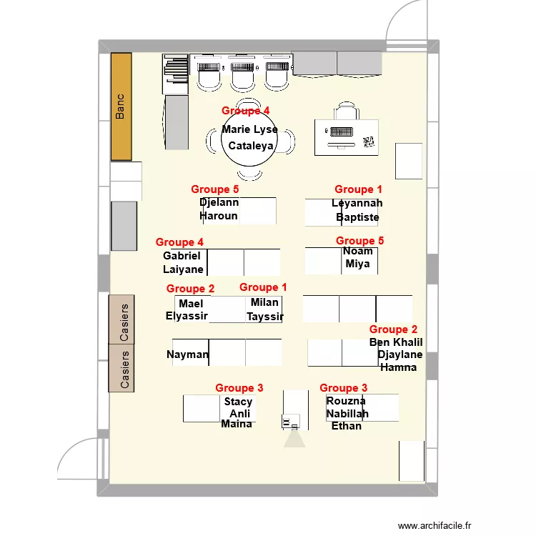 Classe P2 - Groupe pr&eacute;sent. Plan de 1  et 65 m²