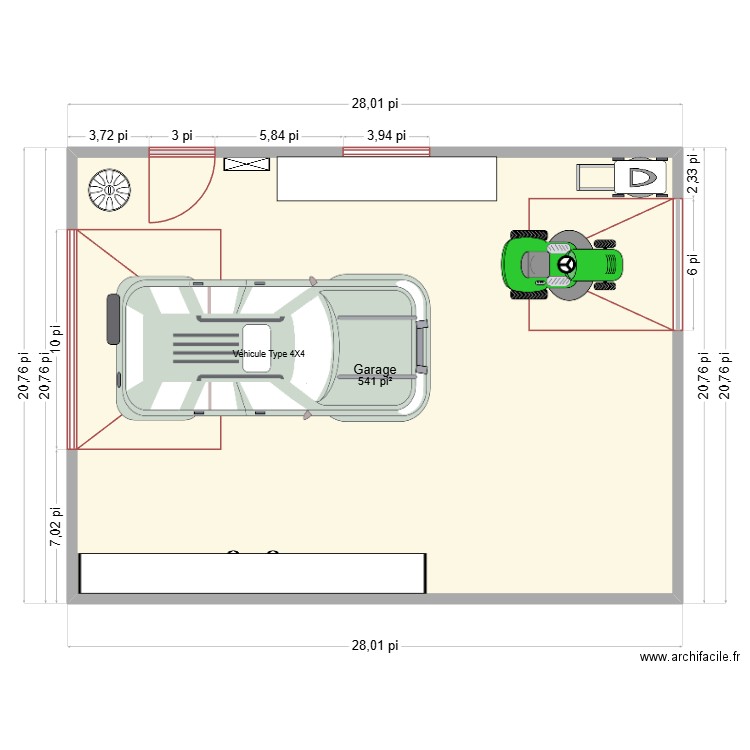 garage 18 28. Plan de 1 pièce et 50 m2