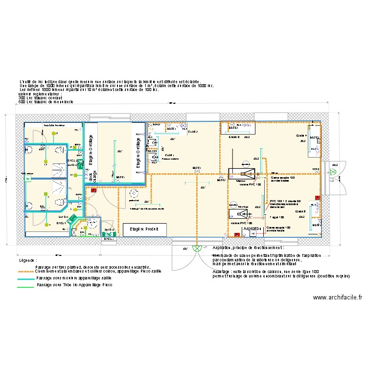 Local technique Implantation B.D. Plan de 2 pièces et 119 m2