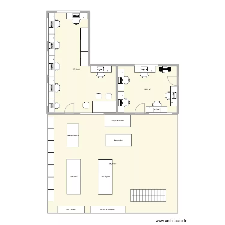 plan amenagement mezza atelier elec. Plan de 3  et 149 m²