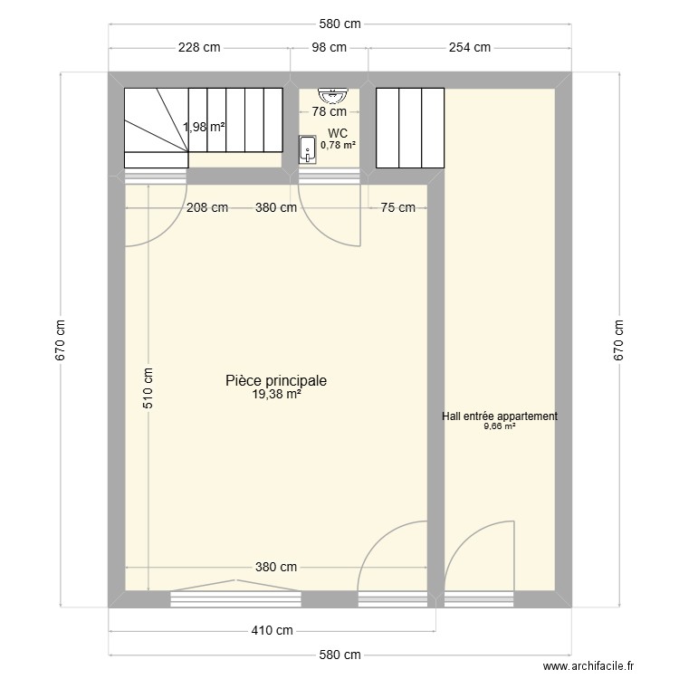 plan 1. Plan de 4 pièces et 32 m2