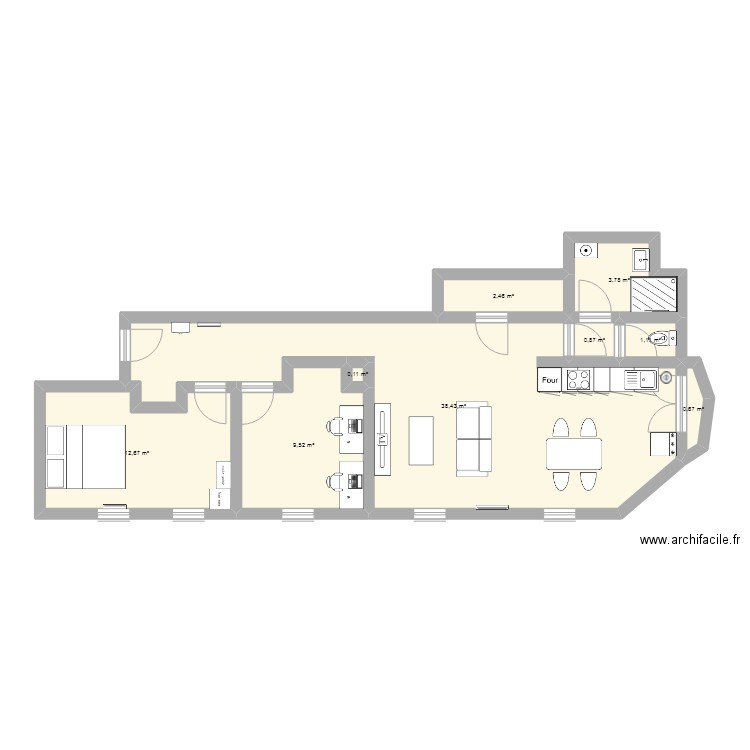 LOCMINE. Plan de 9 pièces et 70 m2