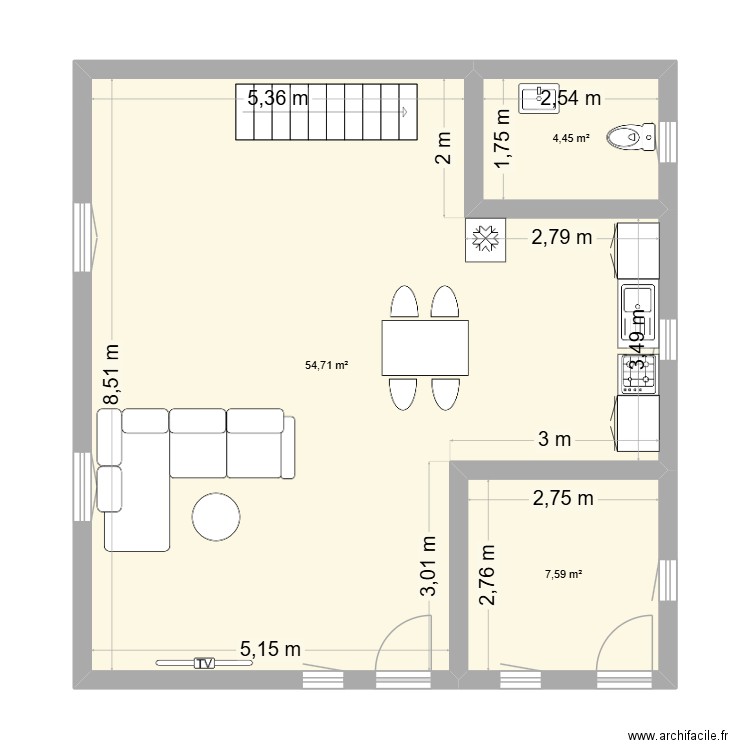 maison maman raissa. Plan de 3 pièces et 67 m2