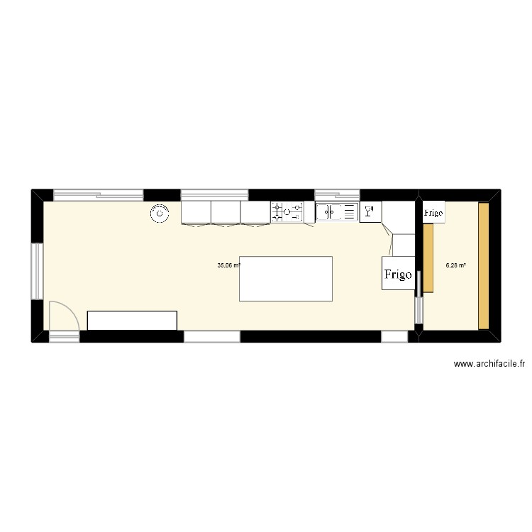 caravane toilette sèches. Plan de 2 pièces et 41 m2