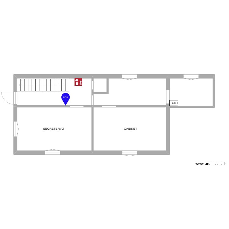 Cabinet médical Sablons sur Huisne. Plan de 4 pièces et 50 m2